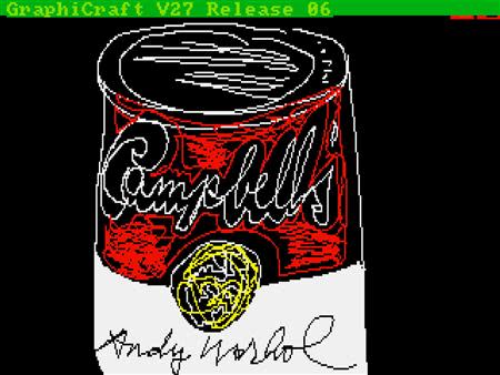 A digital image called "Campbells, 1985" created by Andy Warhol retrieved from disk 1998.3.2129.3.22 released to Reuters on April 24, 2014 is seen, courtesy of The Andy Warhol Museum. REUTERS/The Andy Warhol Foundation for the Visual Arts, Inc./Handout via Reuters