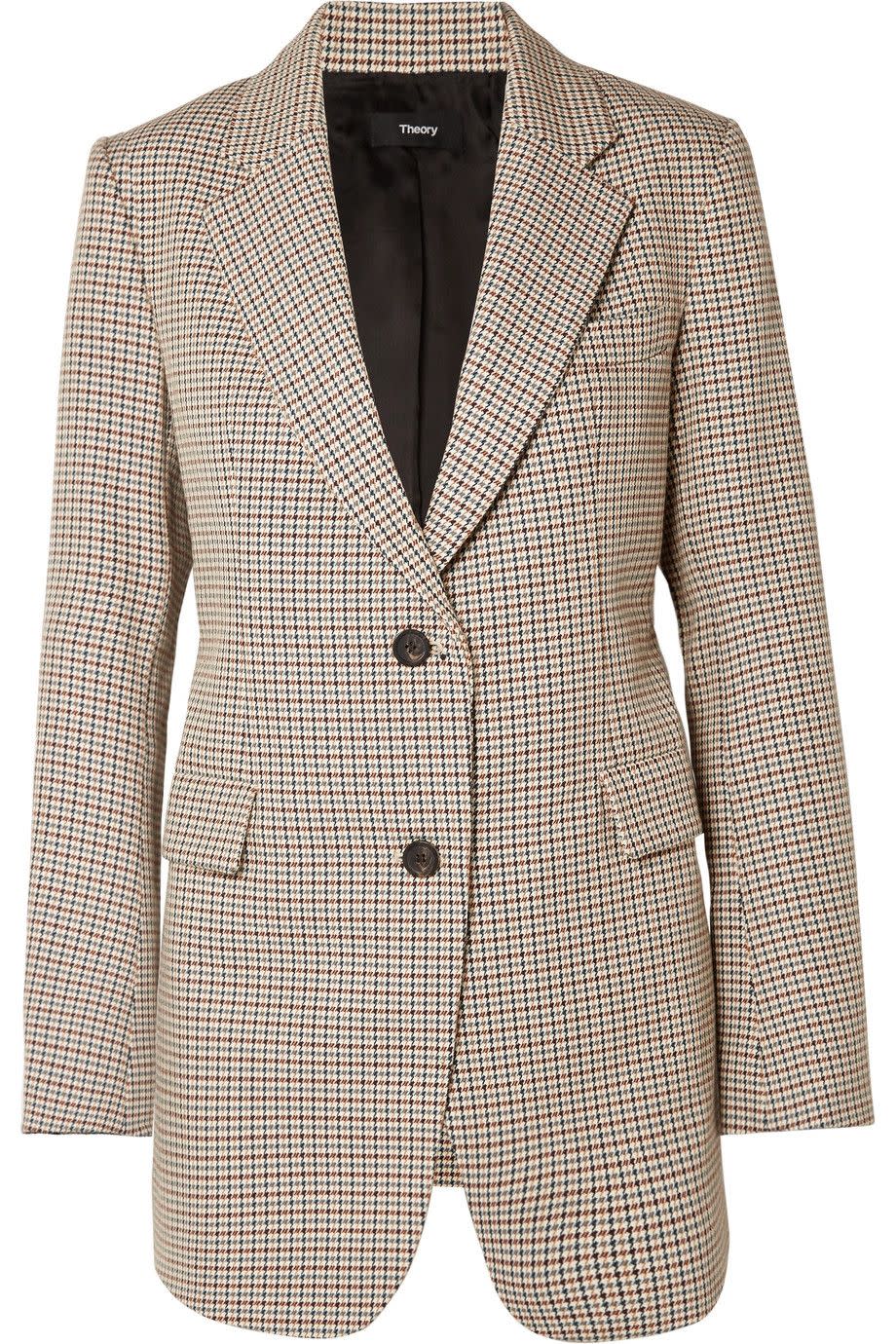 Houndstooth Cotton and Wool-blend Blazer