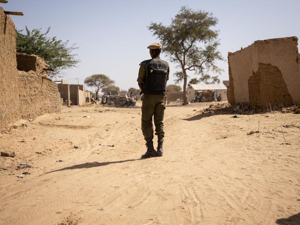 A Burkina Faso soldier on patrol earlier this month in Dori, northern Burkina Faso: Getty