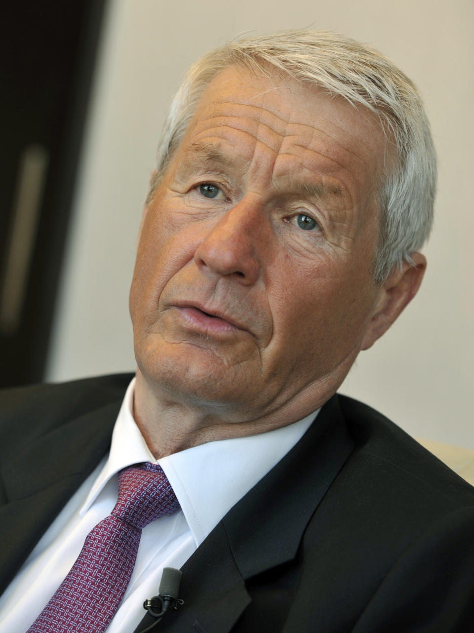 Secretary General of the Council of Europe, Thorbjorn Jagland is pictured during an interview with The Associated Press prior a meeting with top Hungarian politicians to discuss the disputed new church law of the country in Budapest, Hungary, Wednesday, March 21. Jagland says that since Parliament now decides which religious groups are recognized as churches, the issue "can be politicized, which is not in accordance with the normal standards we have in Europe today." Hungary recently cut the number of officially recognized churches from over 350 to 32. (AP Photo/Bela Szandelszky)