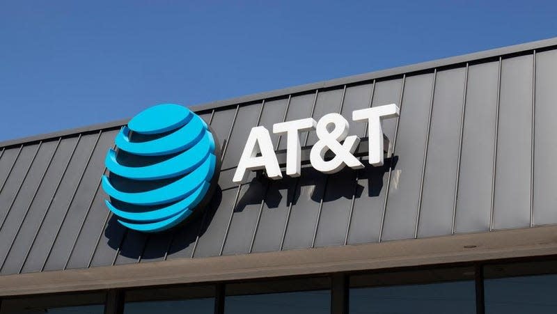 The AT&T logo on a store.