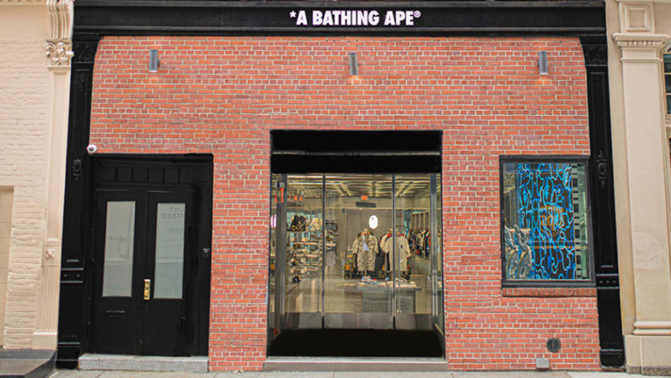 The front of the new Bape store in New York City’s SoHo neighborhood. - Credit: Bape