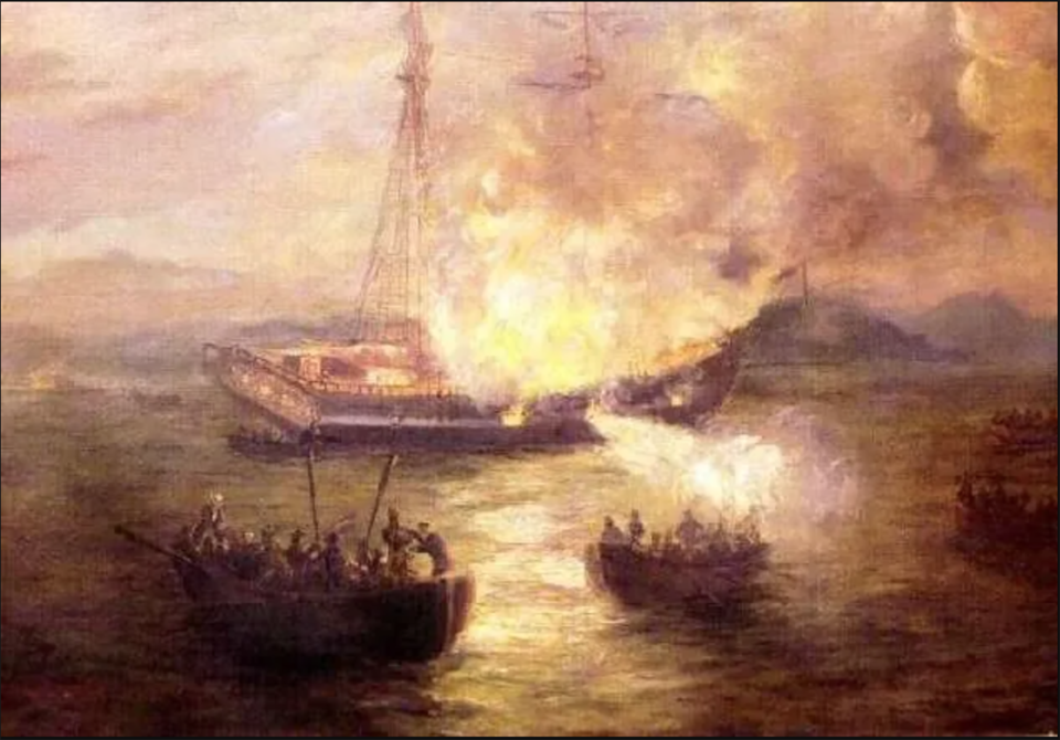 "The Burning of the Gaspee" by Charles deWolf Brownell, circa 1892.