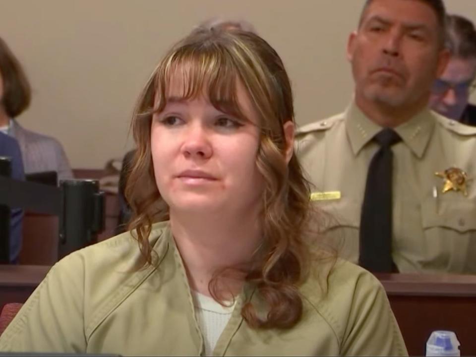 Rust armourer Hannah Gutierrez-Reed, who was convicted of involuntary manslaughter in the shooting death of cinematographer Halyna Hutchins, during her sentencing hearing in Santa Fe, New Mexico (screengrab/CourtTV)