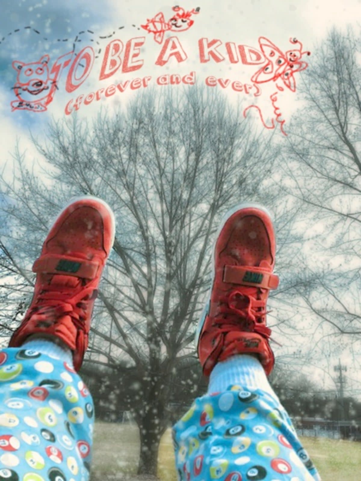 Another image on the website appears to show Hale’s feet with the phrase “To be a kid forever and ever” across it – as Hale is now accused of killing three small children (AH Illustrations)