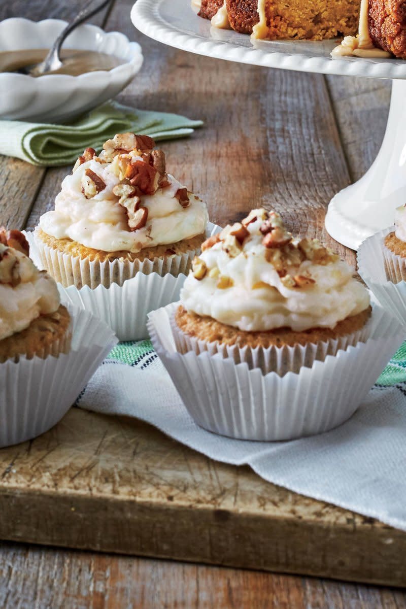 Toasted Coconut-Pecan Cupcakes with Coconut-Cream Cheese Frosting