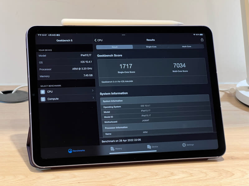 iPad Air效能高，逼近蘋果其他高階產品。圖／中央社提供
