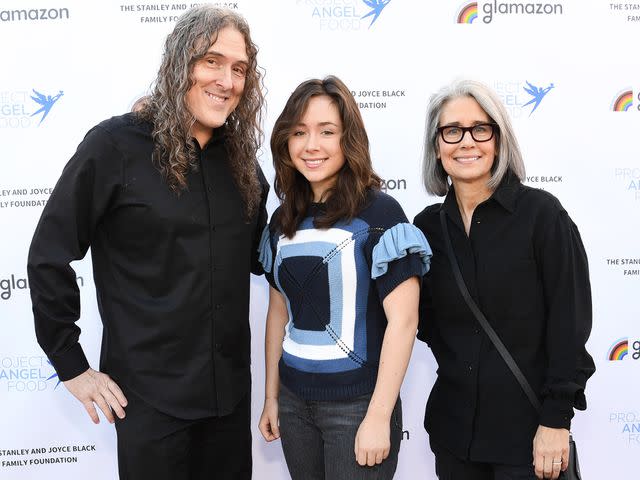 <p>Jon Kopaloff/Getty</p> Weird Al Yankovic and his wife, Suzanne Yankovic, with their daughter Nina Yankovic attend an event for Project Angel Food Kitchen on November 24, 2022 in Los Angeles, California.