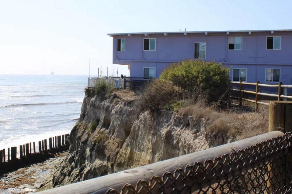 Cliffs just outside a residence in Isla Vista, as can be seen behind most homes or apartments along Del Playa Drive.