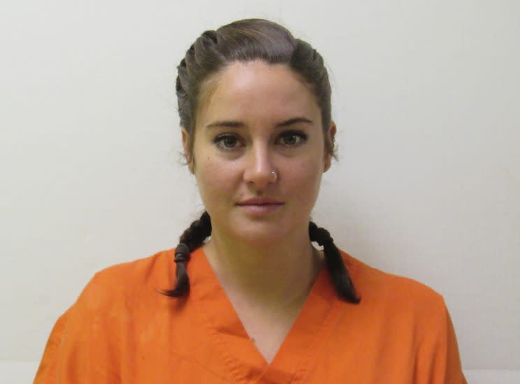 Actress Shailene Woodley after her arrest in North Dakota last month. (Photo: Handout via Reuters)