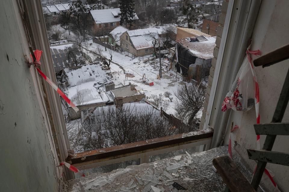 Buildings affected by Russian missile attacks in the Ukrainian capital, Kyiv (AP)