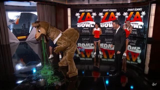 Jimmy Kimmel's Vomiting LA Bowl Mascot Is Surprisingly Awesome (Video)