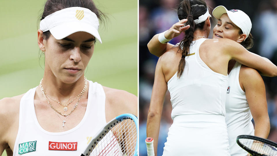 Ash Barty, pictured here after she ended Ajla Tomljanovic's remarkable Wimbledon run in the quarter-finals.