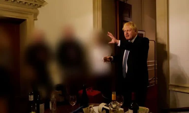 Boris Johnson, durante un festejo en Downing 10