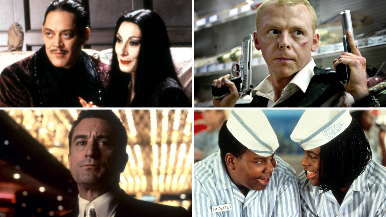 Movies like The Addams Family, Hot Fuzz, Casino and Good Burger are all being removed from Netflix in Canada in February 2023 (Getty Images & The Canadian Press)