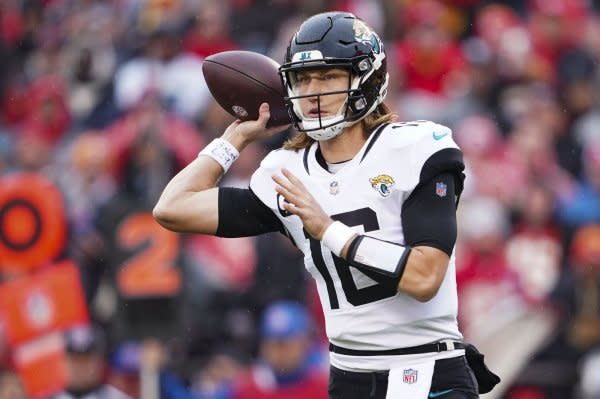 Jacksonville Jaguars quarterback Trevor Lawrence is among players with favorable fantasy football matchups early on in 2023. File Photo by Kyle Rivas/UPI