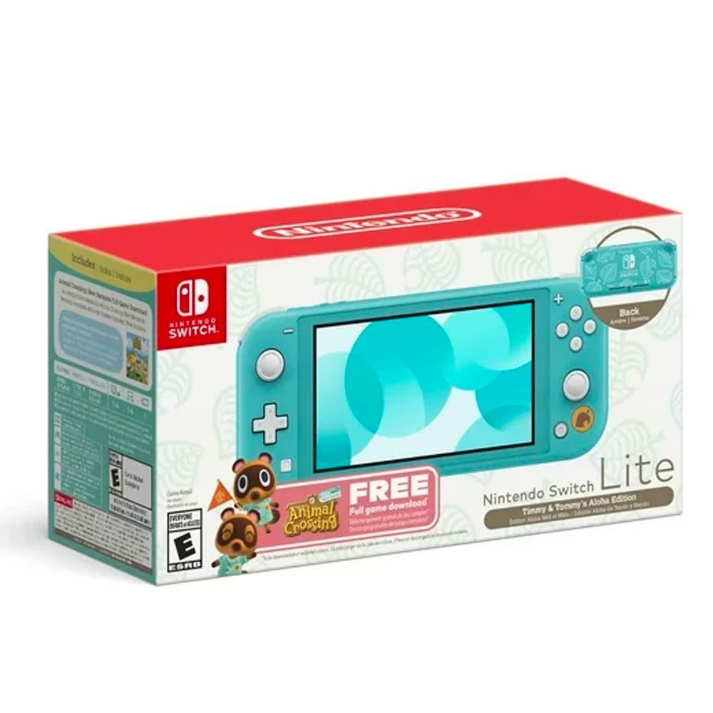 <p><a href="https://go.redirectingat.com?id=74968X1596630&url=https%3A%2F%2Fwww.walmart.com%2Fip%2FNintendo-Switch-Lite-Timmy-Tommy-s-Aloha-Edition-Animal-Crossing-New-Horizons-Bundle-Full-Game-Download-Included%2F3162541096&sref=https%3A%2F%2F" rel="nofollow noopener" target="_blank" data-ylk="slk:Shop Now;elm:context_link;itc:0;sec:content-canvas" class="link rapid-noclick-resp">Shop Now</a></p><p>Switch Lite Animal Crossing: New Horizons Bundle</p><p>walmart.com</p><p>$199.00</p>