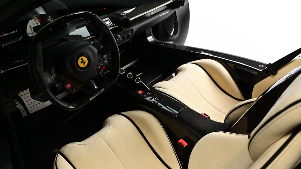 The interior of a one-off 2015 Ferrari LaFerrari.
