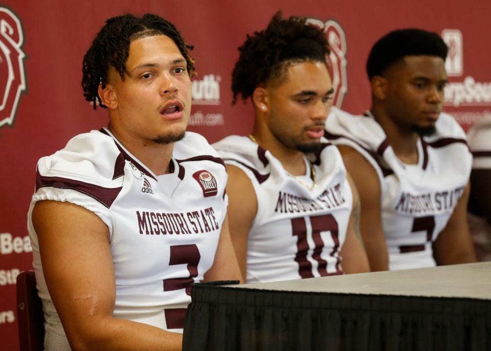 Missouri State linebacker Dimitri Moore (3) announced Wednesday he has committed to transfer to Texas Tech. The former Cedar Hill standout played for Vanderbilt from 2017 through 2020, during which time posted single-season tackles totals of 84 and 99. This year was his first at Missouri State.