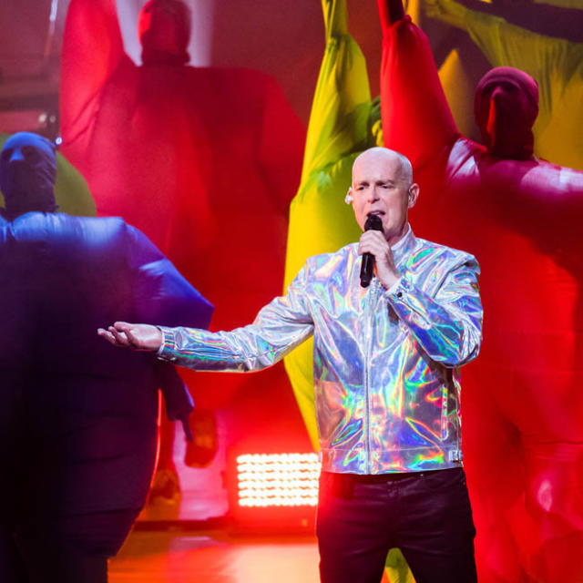 Neil Tennant and Chris Lowe from the Pet Shop Boys performing on