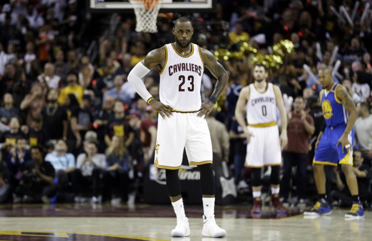LeBron James stands alone during Game 3. (AP)