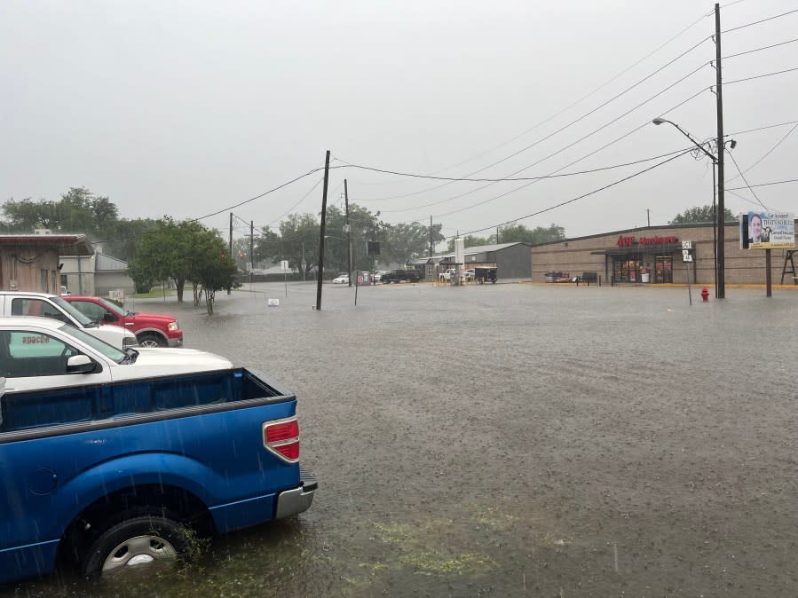 Flooding on Louisiana Highway 44 in LaPlace on Wednesday, April 10, 2024. (WGNO/Jordan Lippincott)
