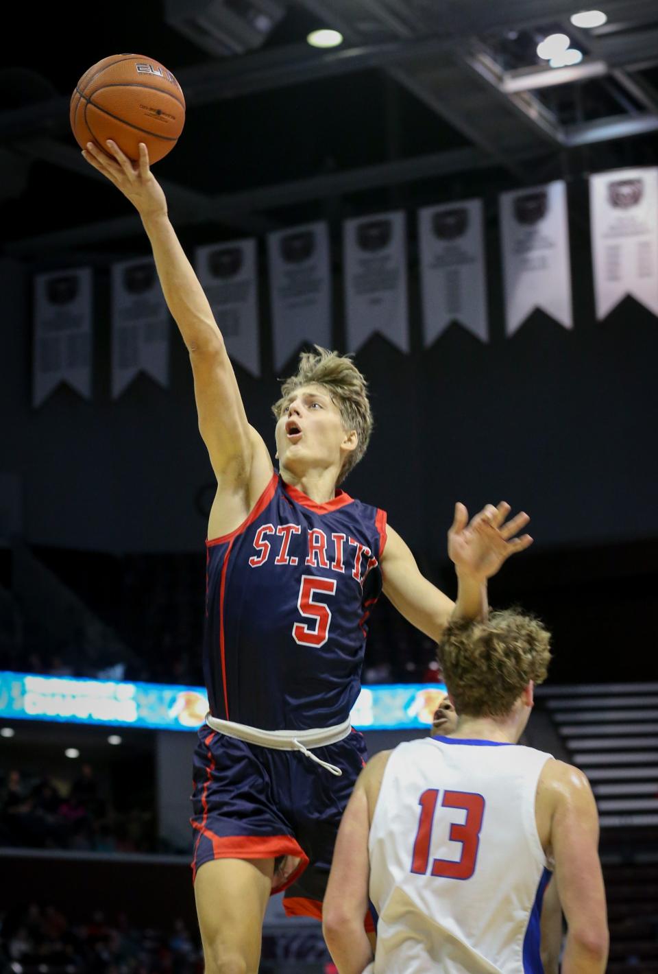 The St. Rita Mustangs (Chicago) took on the Bartlett Panthers (Tennessee) during the Bass Pro Shops Tournament of Champions at Great Southern Bank Arena on Friday, Jan. 13, 2023.