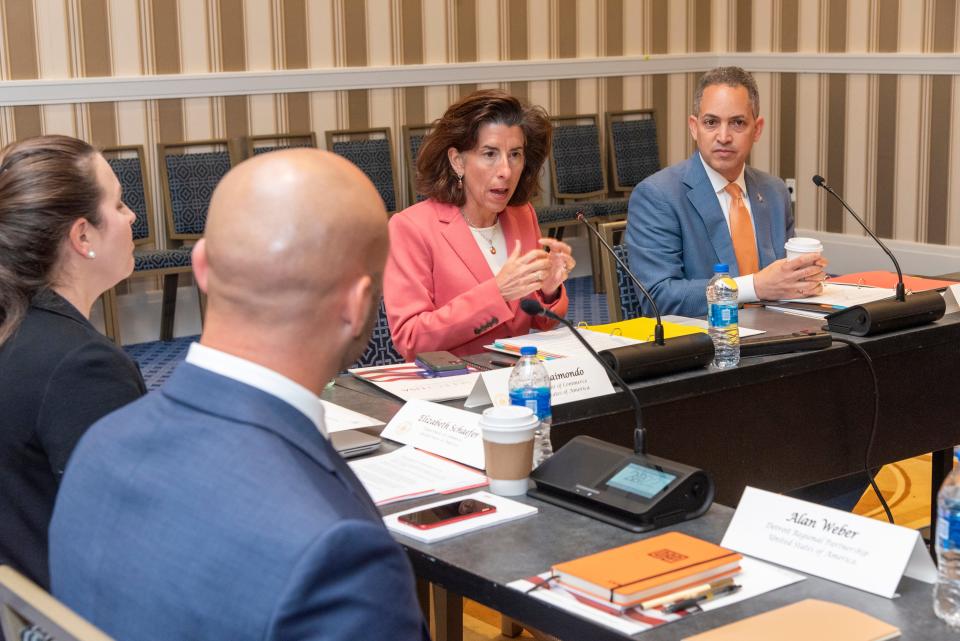 U.S. Secretary of Commerce Gina Raimondo talks during the recent SelectUSA Investment Summit.