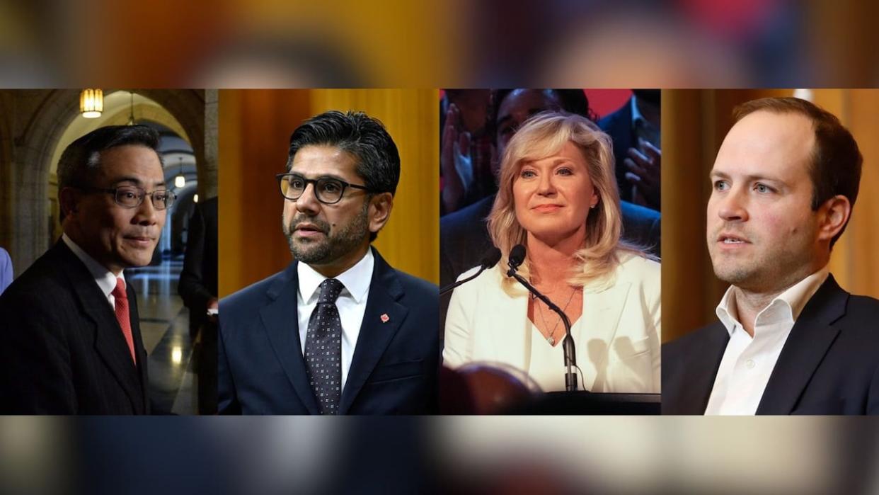 Ontario Liberal Party leadership hopefuls (left to right) Ted Hsu, Yasir Naqvi, Bonnie Crombie and Nathaniel Erskine-Smith. A winner of the party's leadership contest is set to be announced Saturday. (Sean Kilpatrick, Justin Tang, Chris Young, Patrick Doyle/The Canadian Press - image credit)