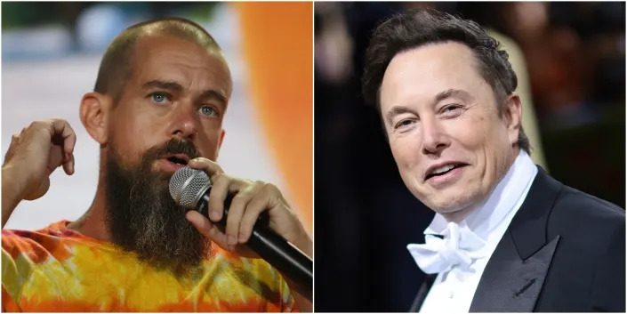 Jack Dorsey (left) and Elon Musk.