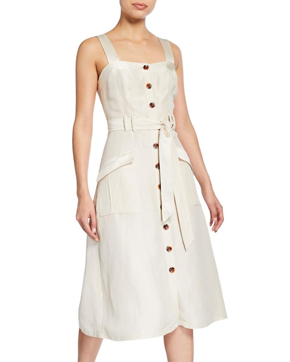 Joie Bourey Linen Utility Midi Dress