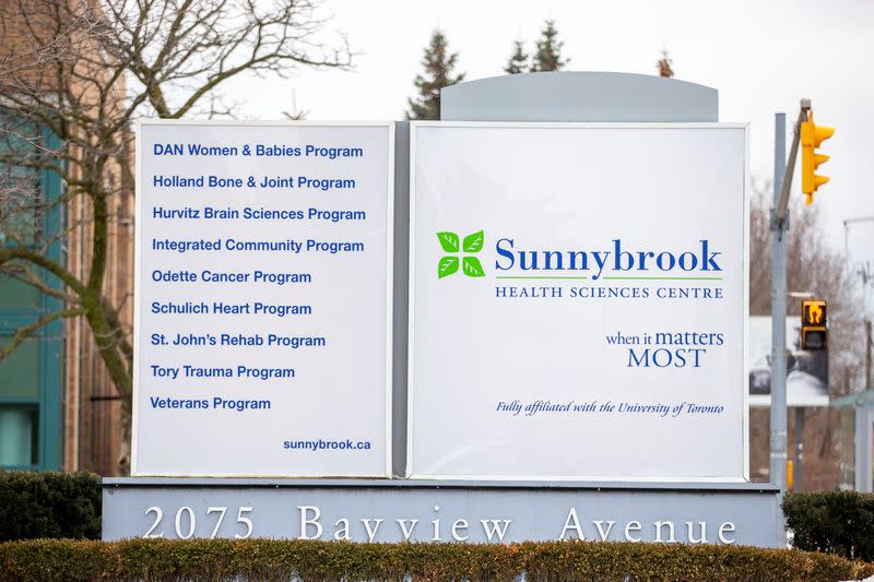 Information sign at Sunnybrook Hospital in Toronto