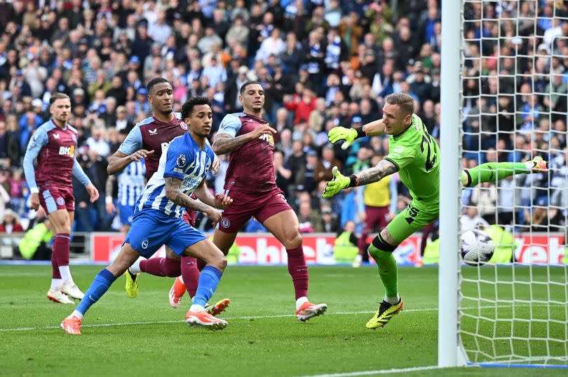 Aston Villa were defeated by a late Joao Pedro goal at the Amex