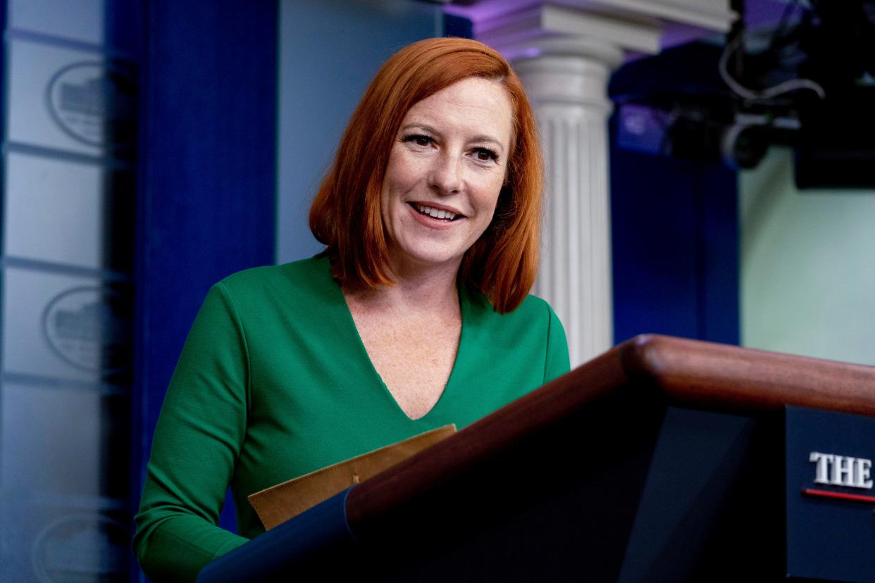 Former White House press secretary Jen Psaki speaks at a press briefing at the White House in Washington, D.C. on Sept. 9, 2021.