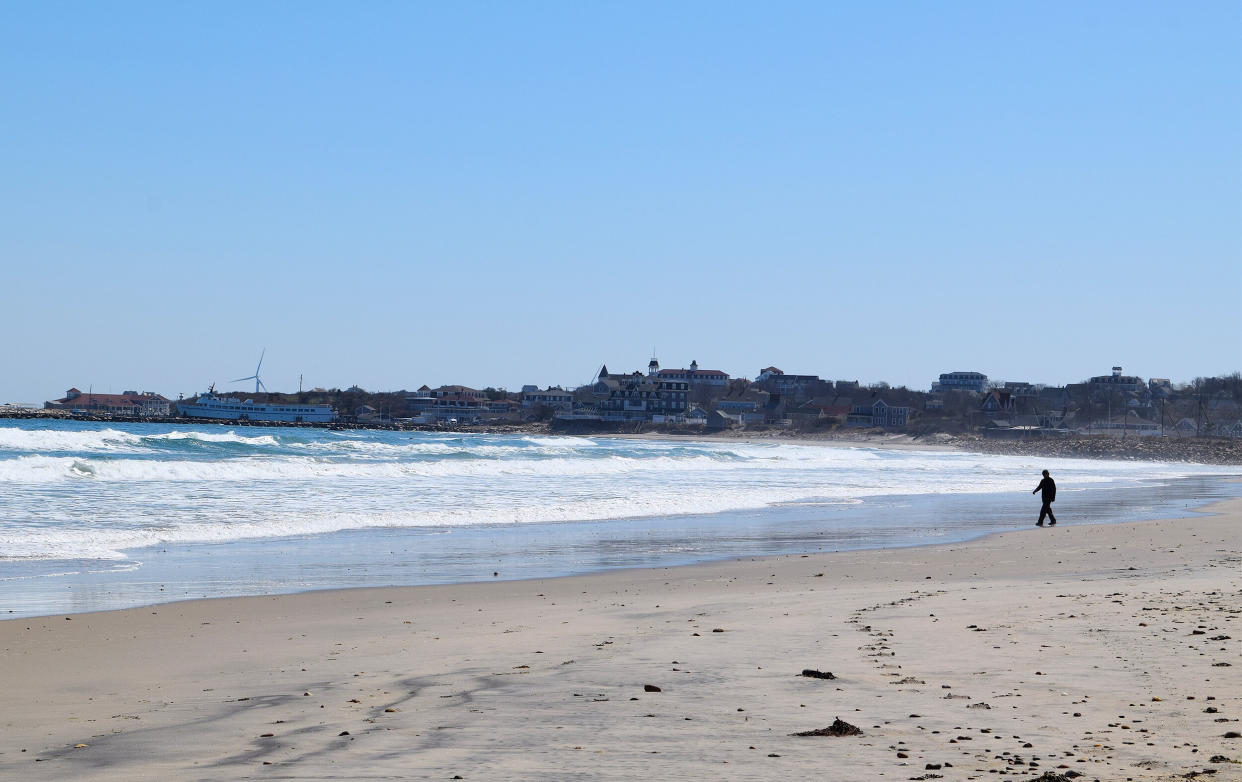 An empty Crescent Beach on Block Island on March 26. (Photo: Kari Curtis for HuffPost)