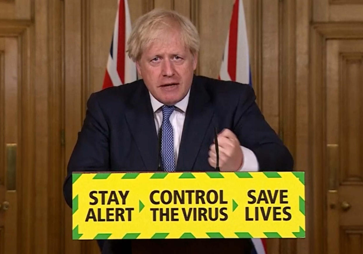 Prime Minister Boris Johnson speaking during a media briefing in Downing Street, London, on coronavirus (COVID-19).