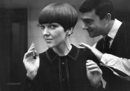 <p>Taking the same bob a step further, Sassoon popularized the modern, geometric look on women including Mary Quant.</p>