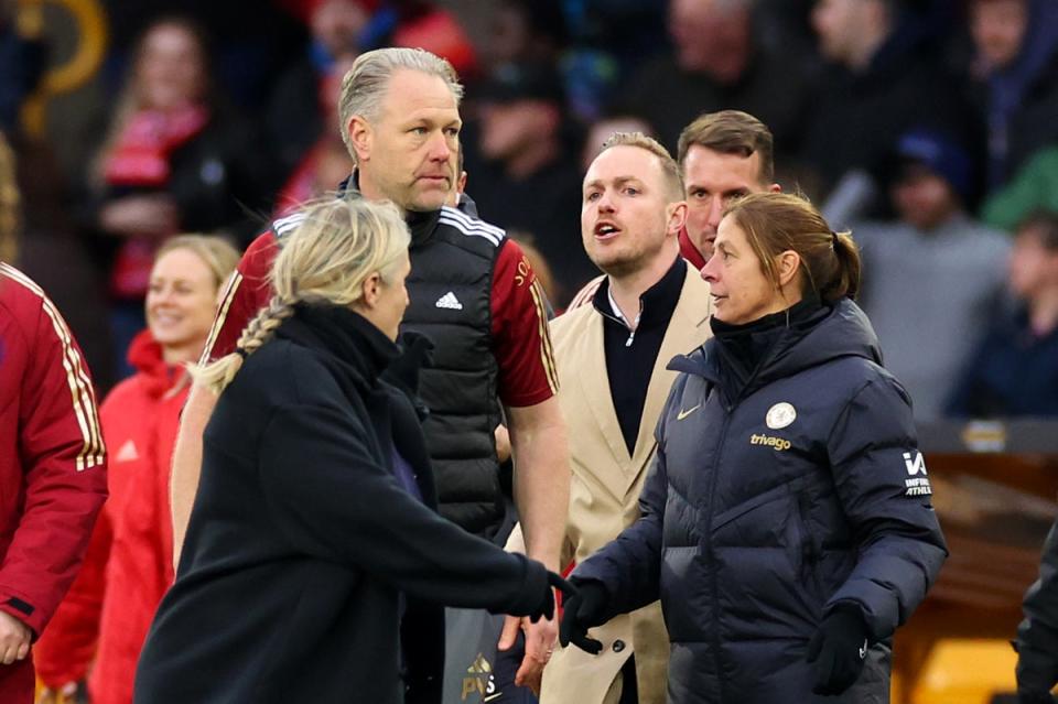 Eidevall and Hayes had an altercation after the final whistle (Getty Images)