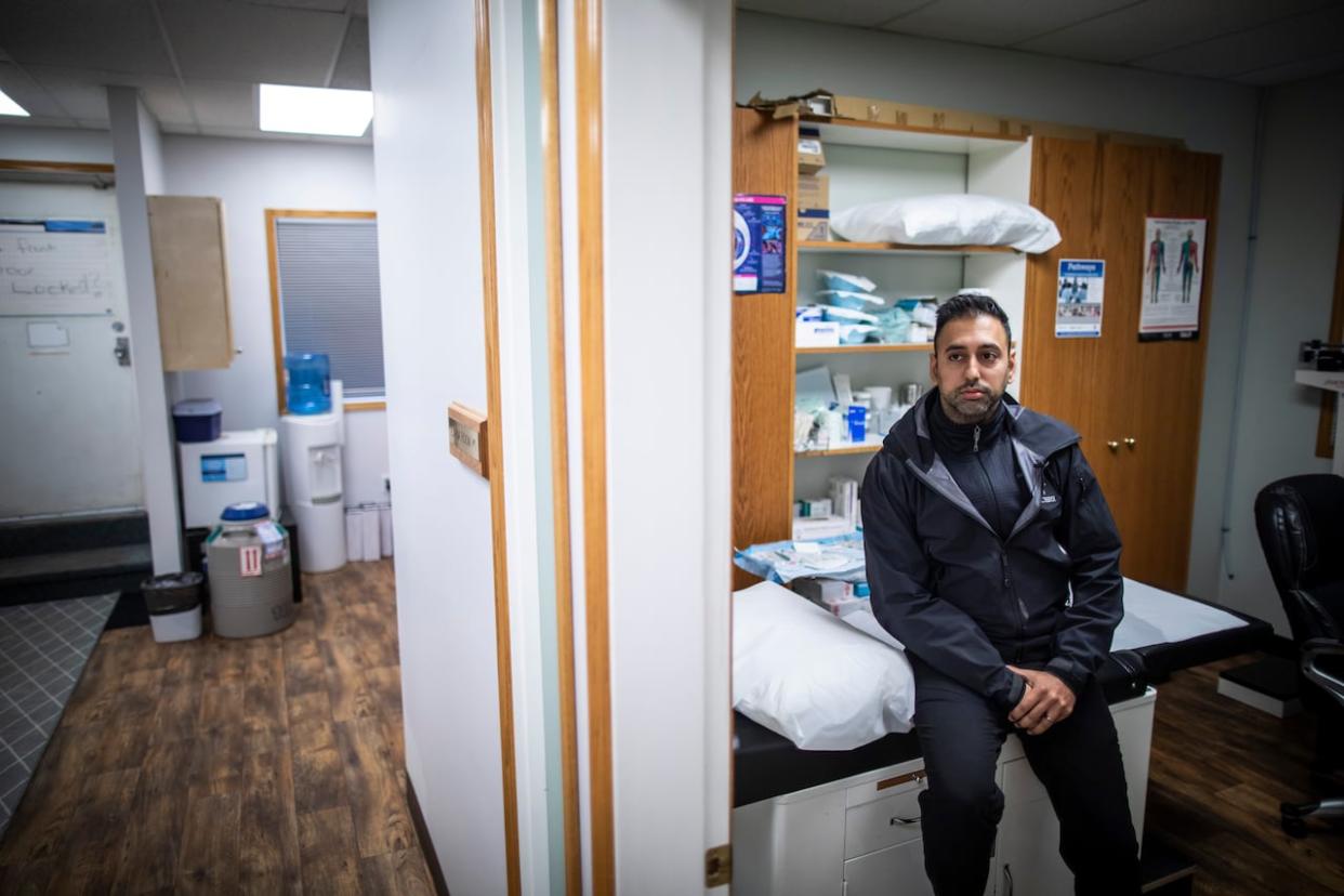 Dr. Aseem Grover is pictured at the Fraser Canyon Clinic in downtown Hope, B.C., on Jan. 31, 2024.  (Ben Nelms/CBC News - image credit)