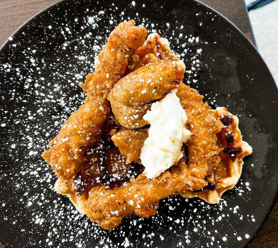 Chicken and waffles were on the brunch menu.