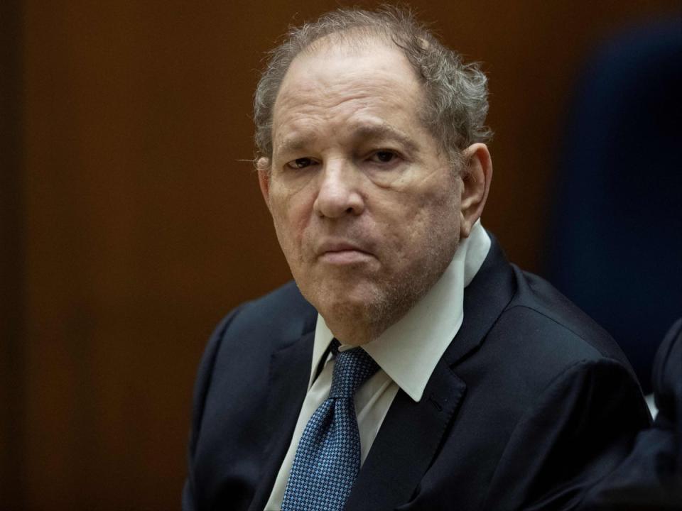 Harvey Weinstein appears in court at the Clara Shortridge Foltz Criminal Justice Center in Los Angeles, California, on 4 October 2022 (ETIENNE LAURENT/POOL/AFP via Getty Images)