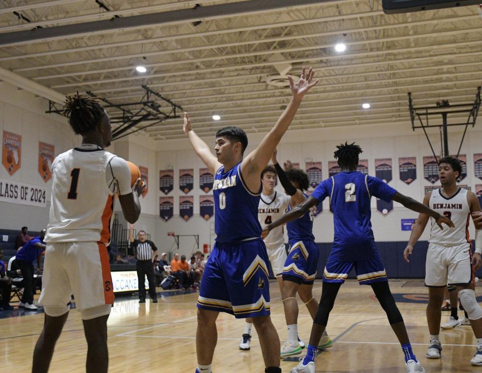 The Cardinal Newman boys basketball defeated Benjamin on Feb. 16, 2022 in a first round FHSAA state tournament matchup.