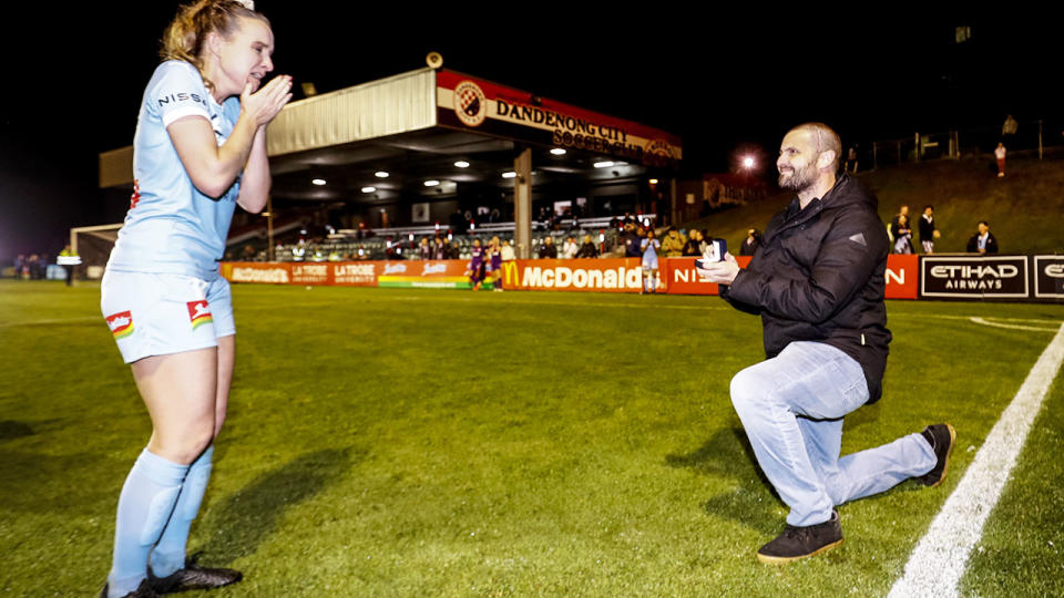 Matt Stonham, pictured here proposing to Rhali Dobson.