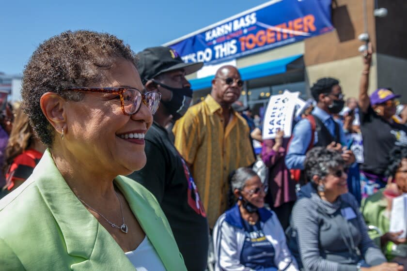 Congresswoman Karen Bass, who is running for LA Mayor, among her supporters