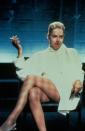 <p>As Catherine Tramell in Basic Instinct.</p>