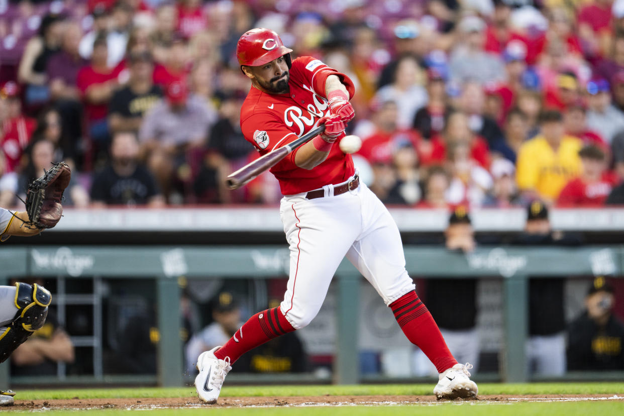 If you don't want to use a premium pick on first base, Christian Encarnacion-Strand is an intriguing option to consider. (Photo by Emilee Chinn/Cincinnati Reds/Getty Images)