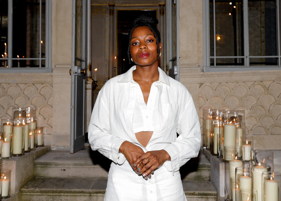 Nia DaCosta at the Moët & Chandon Dinner Celebrating the Collection Impériale in Paris with Daniel Arsham at the Hôtel de Bourrienne on October 2, 2023 in Paris, France. (Photo by River Callaway/WWD via Getty Images)