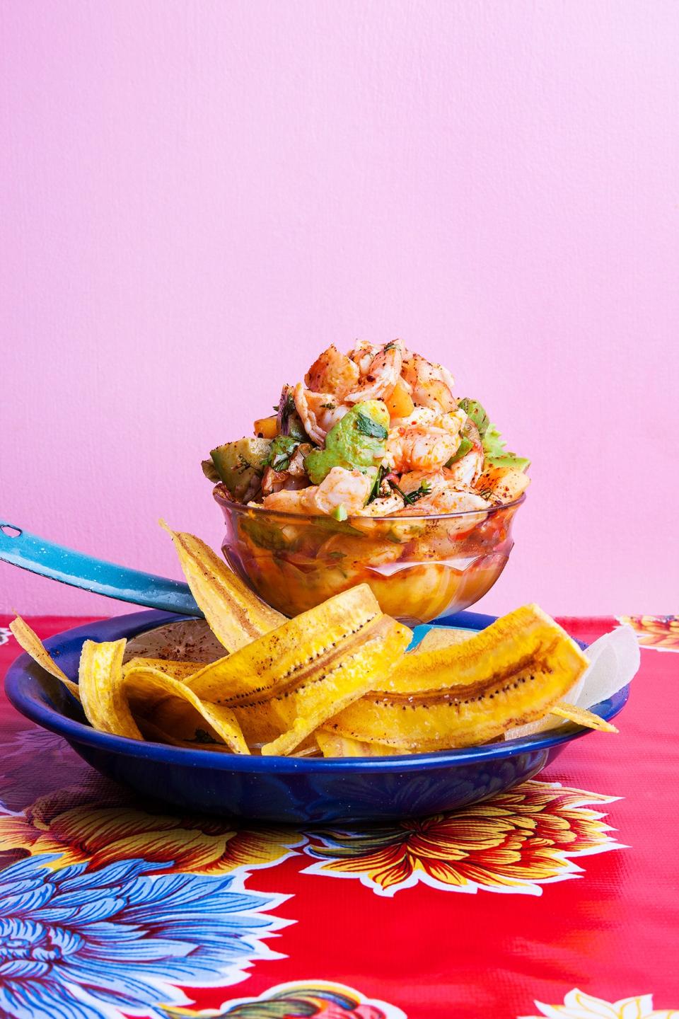 The always-evolving ceviche at Lil Deb's Oasis is made with shrimp, snapper, watermelon, and red onion.