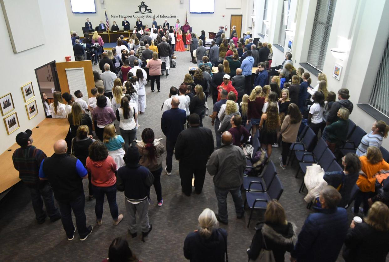 In this StarNews file photo, a large crowd attends a school board meeting at the New Hanover County Board of Education Center in Wilmington, N.C.