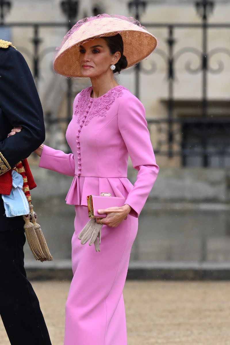 <p> King Charles III's Coronation threw up countless memorable style moments, but Queen Letizia certainly had one of the most standout looks of the day. Not everyone can pull off bubblegum pink, but it couldn't look better on her. The peplum jacket and pencil skirt co-ord makes for a gorgeous alternative to a dress with added fun and flare. </p>